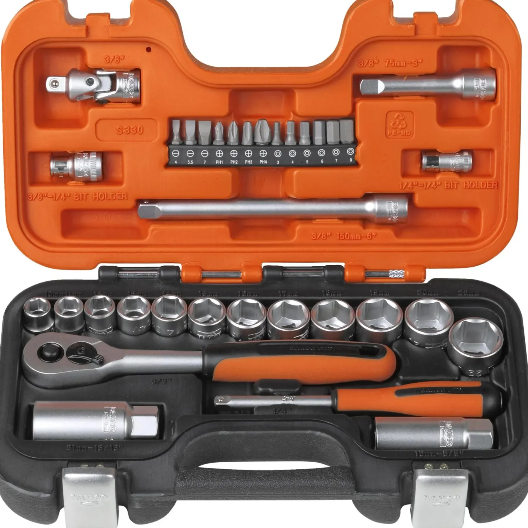 TOPNØGLESÆT 1/4"-3/8" 34 DELE>Bahco Discount