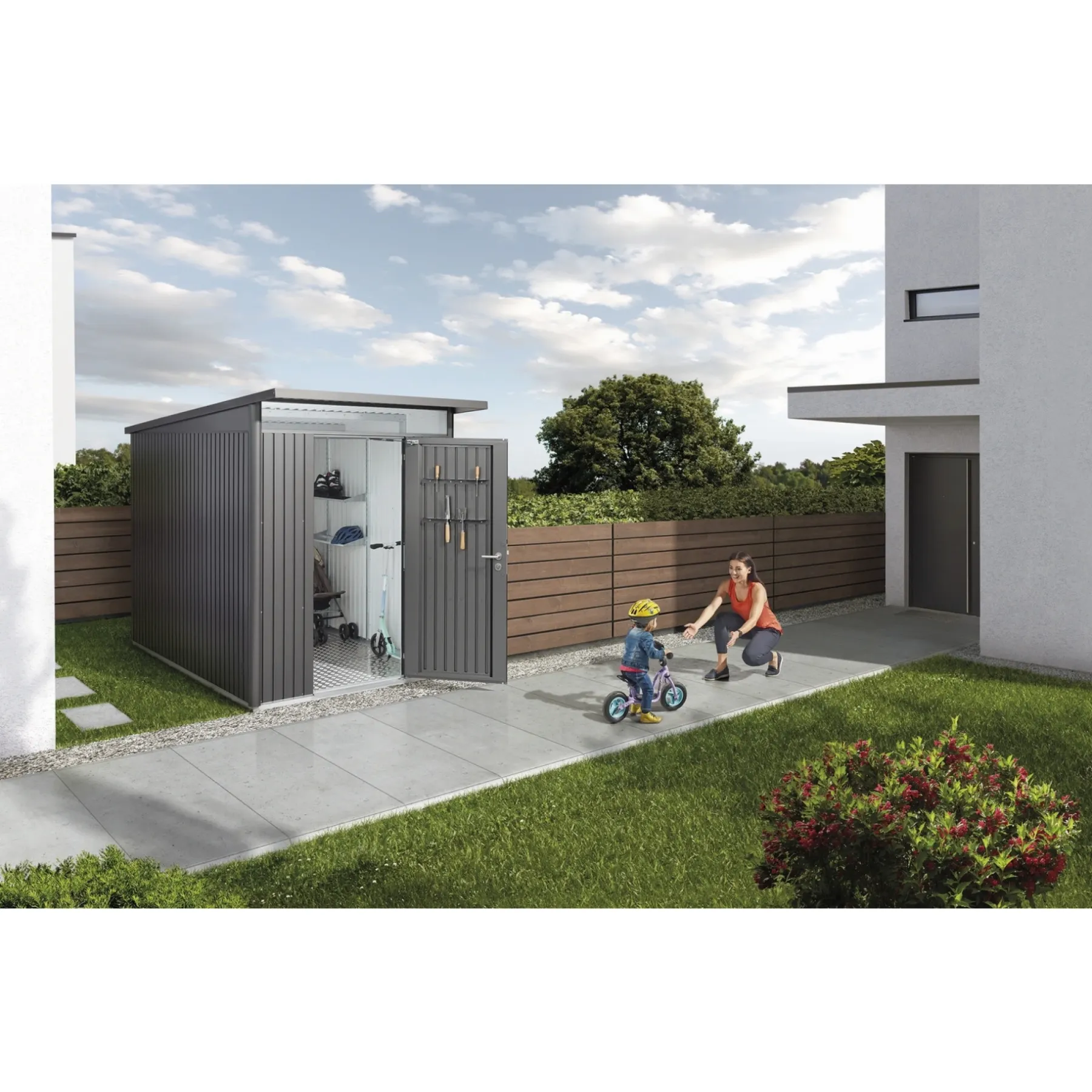 Stålskure ^ Biohort AVANTGARDE A3 REDSKABSRUM SØLV METALLIC 5,4 M²
