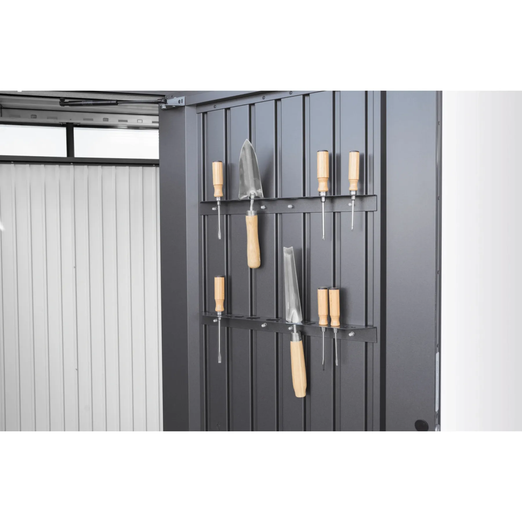 Stålskure ^ Biohort HIGHLINE H2 REDSKABSRUM SØLV METALLIC 5,36 M2