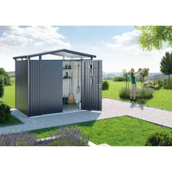 Stålskure ^ Biohort PANORAMA P3 REDSKABSRUM SØLV METALLIC 6,5 M2