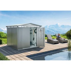 Stålskure ^ Biohort PANORAMA P4 REDSKABSRUM SØLV METALLIC 7,59 M2