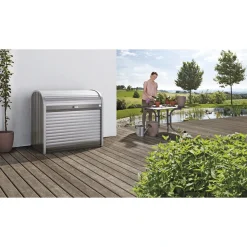 Stålskure ^ Biohort STOREMAX STR. 120 REDSKABSRUM KVARTSGRÅ METALLIC 0,85 M2