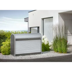 Stålskure ^ Biohort STOREMAX STR. 120 REDSKABSRUM KVARTSGRÅ METALLIC 0,85 M2
