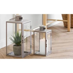 Boligindretning ^ Boliginteriør BOLIGINTERIØR METAL LANTERNESÆT H25/H35 CM BEIGE