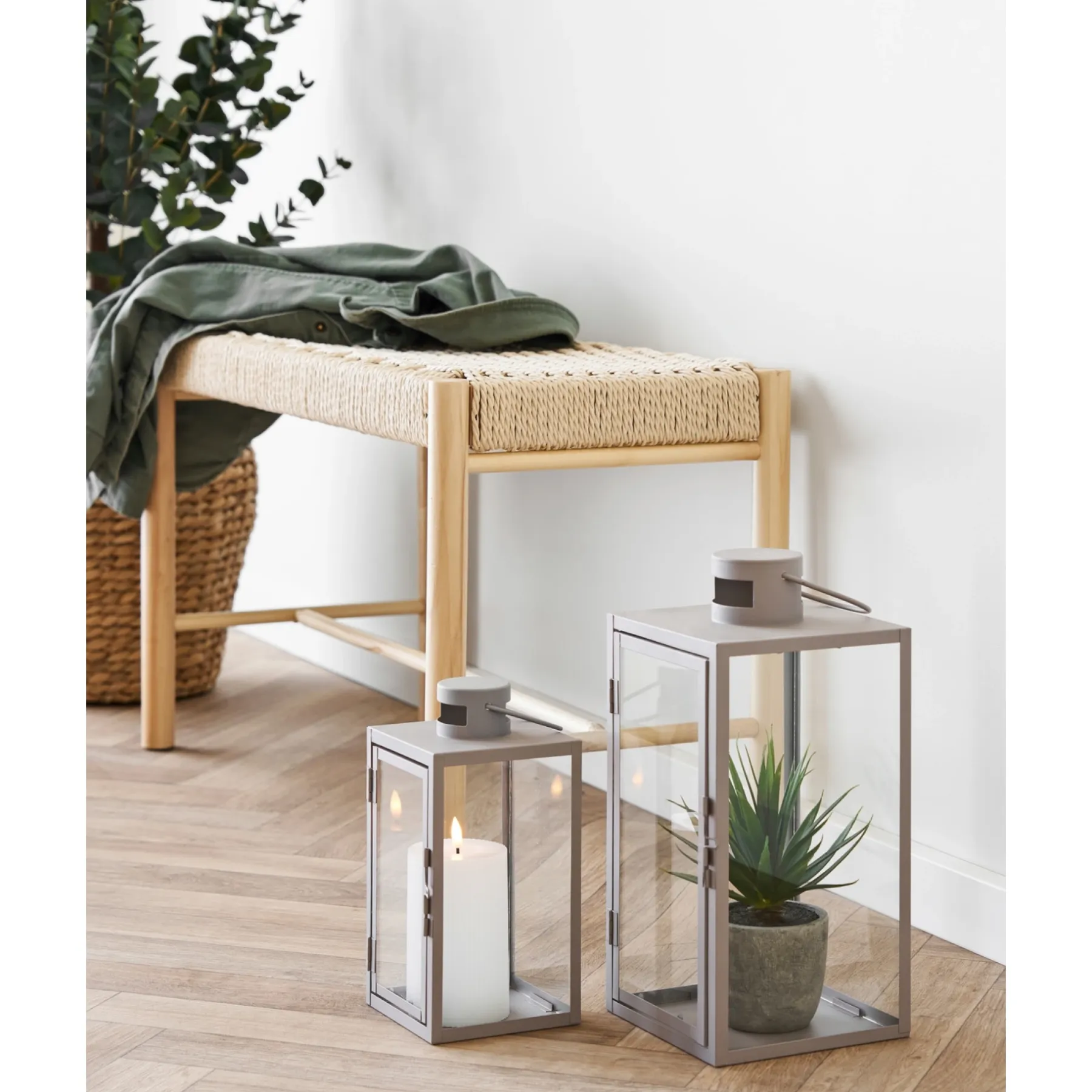 Boligindretning ^ Boliginteriør BOLIGINTERIØR METAL LANTERNESÆT H25/H35 CM BEIGE