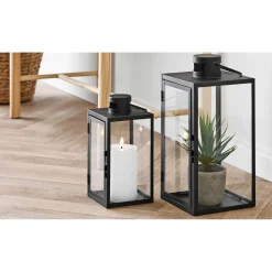 Boligindretning ^ Boliginteriør BOLIGINTERIØR METAL LANTERNESÆT H25/H35 CM SORT