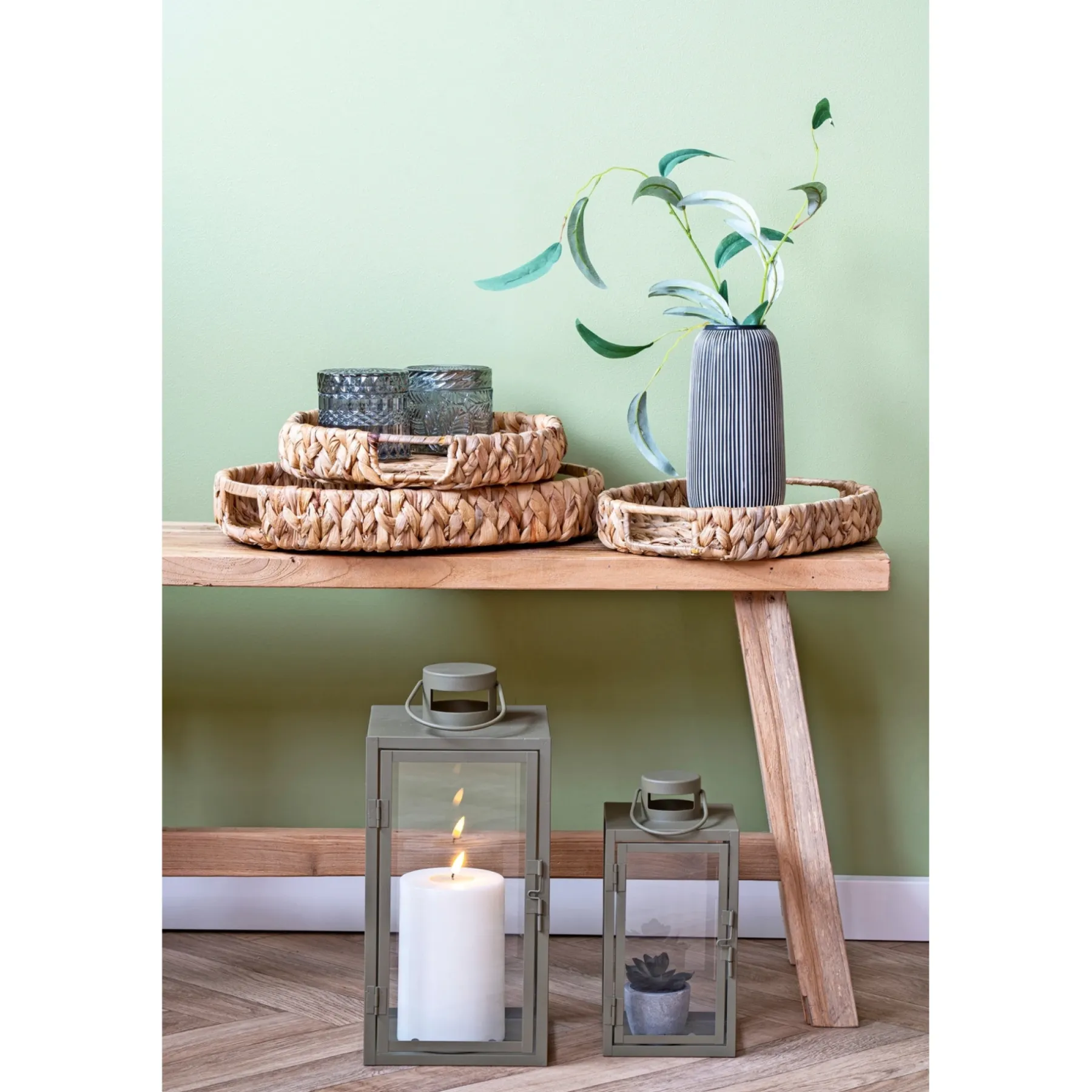 BOLIGINTERIØR METAL LANTERNESÆT H25/H35 CM GRØN>Boliginteriør New