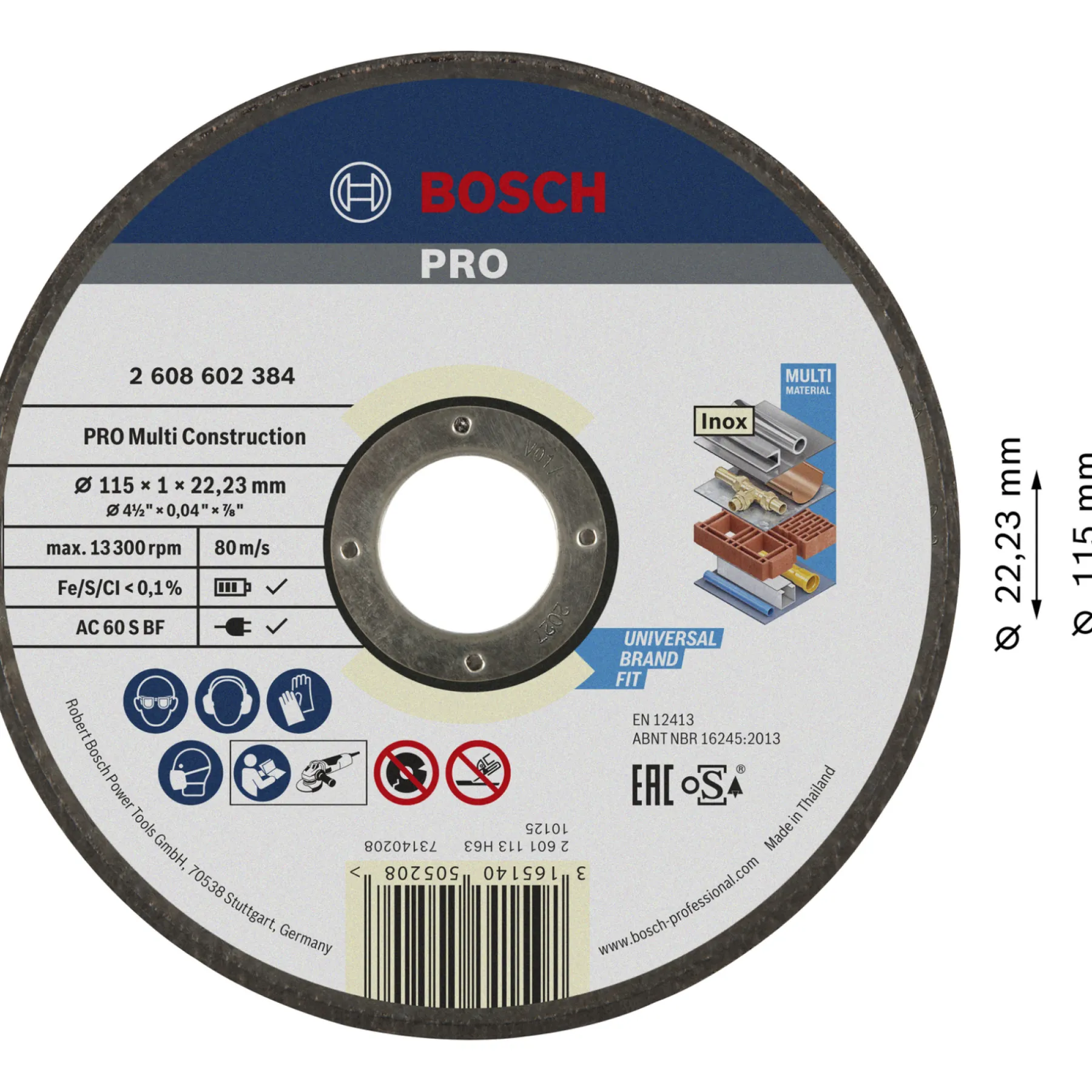 Tilbehør Elværktøj ^ Bosch ACS 60 V BF SKÆRESKIVE 115MM 1 STK