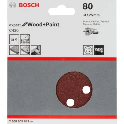 Tilbehør Elværktøj ^ Bosch C430 EXPERT SLIBEBLAD Ø125 MM 80 5 STK