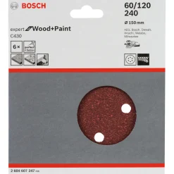 Tilbehør Elværktøj ^ Bosch C430 EXPERT SLIBERONDEL Ø150 MM K60; K120; K240 6 STK