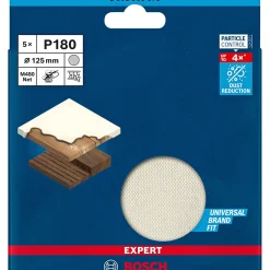 Tilbehør Elværktøj ^ Bosch EXPERT M480 FIN SLIBERONDEL Ø125 MM 180 5 STK