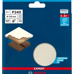 Tilbehør Elværktøj ^ Bosch EXPERT M480 SLIBEBLAD Ø125 MM 240 5 STK