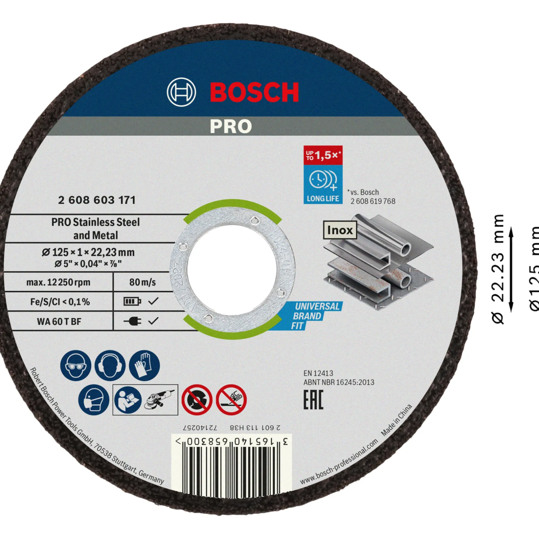 LIGE INOX, 1,0MM SKÆRESKIVE 125MM 10 STK>Bosch