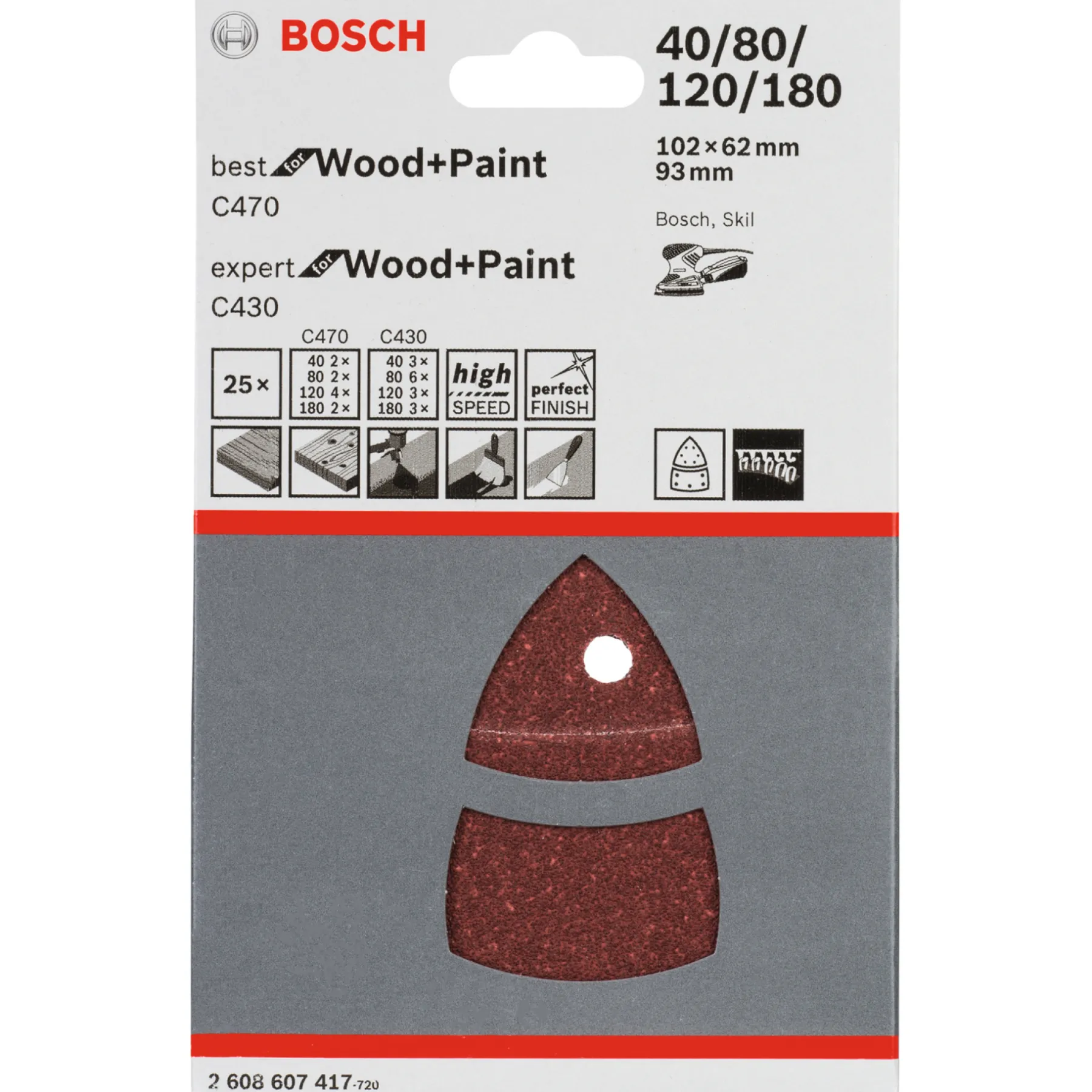 REDWOOD SLIBEARK K40; K80; K180; K40; K120; K180; K120; K80 25 STK>Bosch Clearance