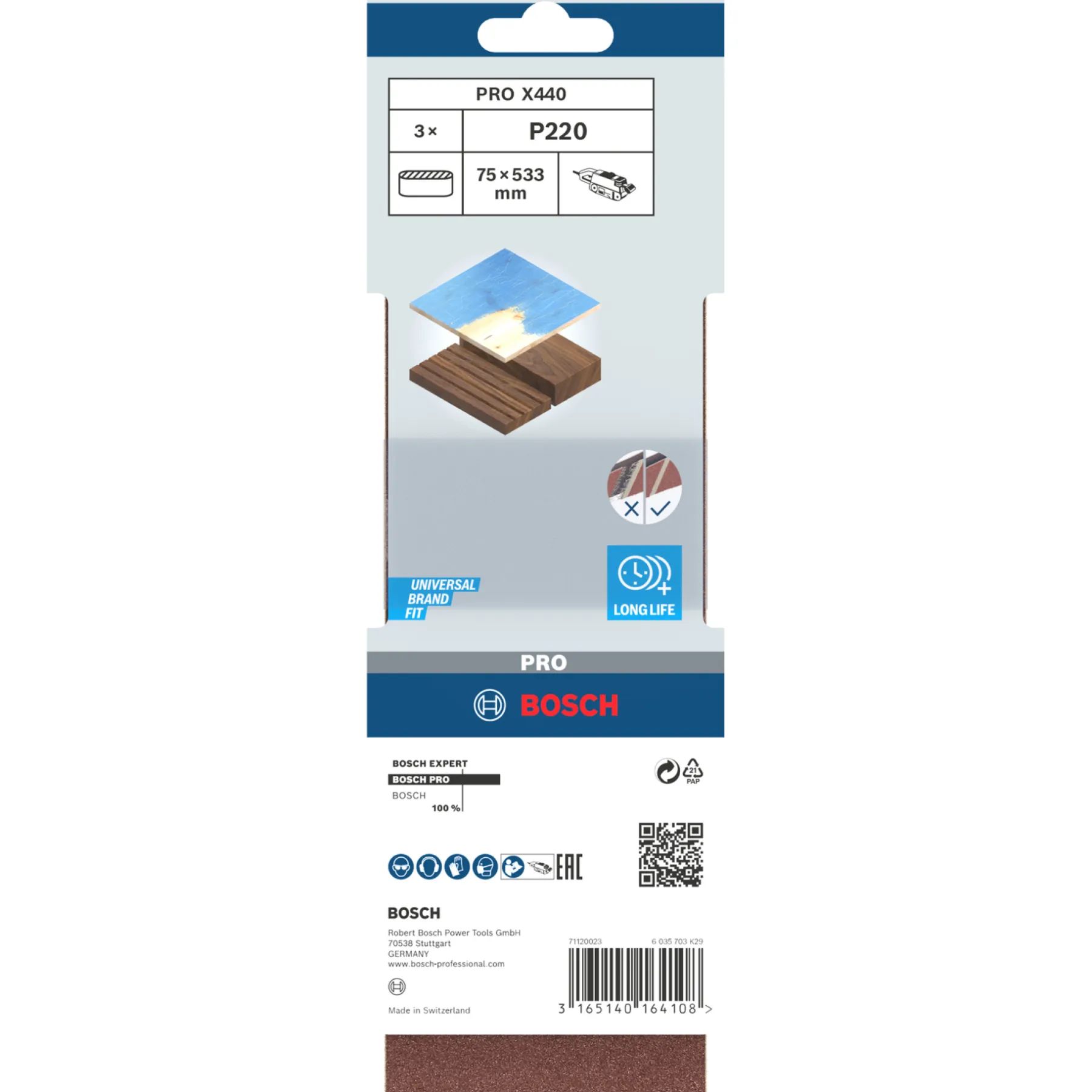 Tilbehør Elværktøj ^ Bosch X440 75X533MM SLIBEBÅND 220 3 STK