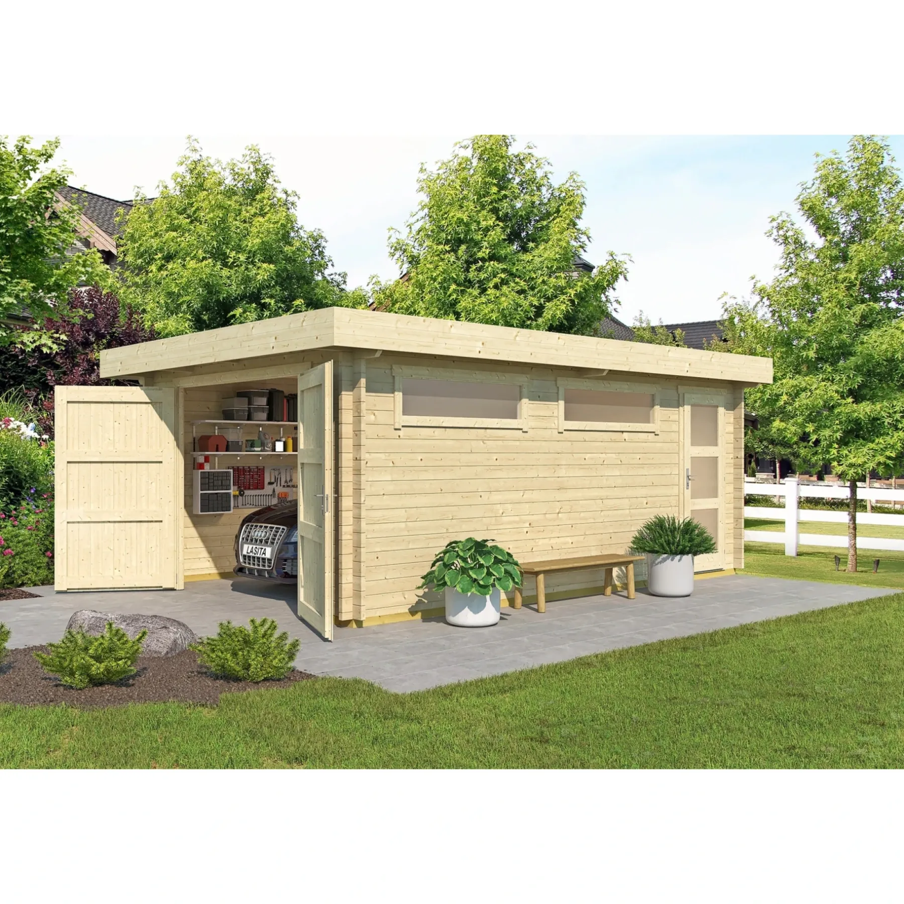 Bjælkehytter ^ BYGNORDIC HALFDAN GARAGE 18,66 M2