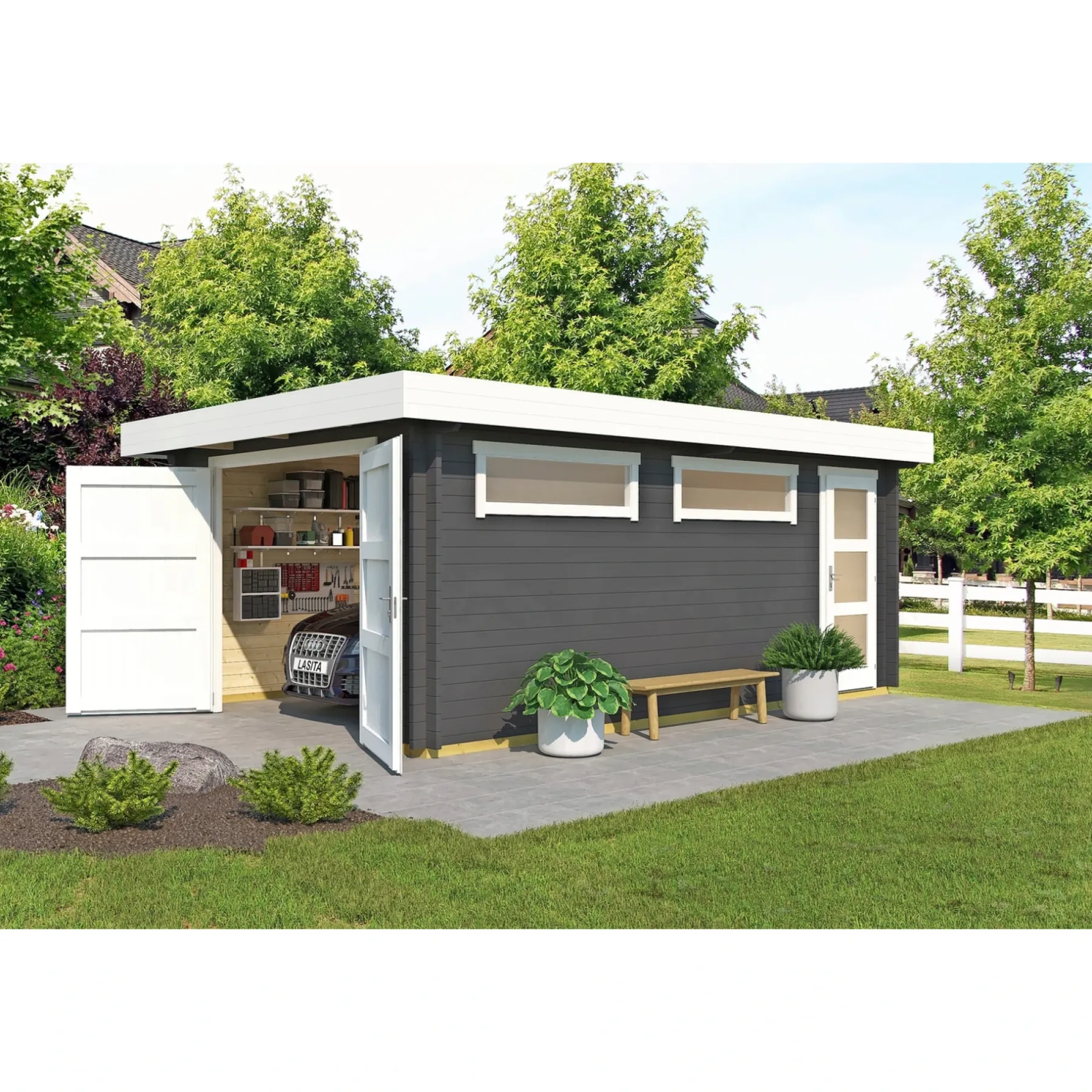 Bjælkehytter ^ BYGNORDIC HALFDAN GARAGE 18,66 M2