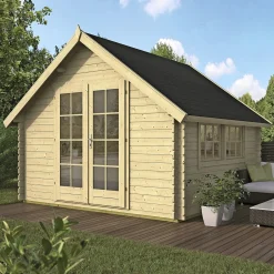 Bjælkehytter ^ BYGNORDIC SOLBJØRG STANDARD HYTTE 9,2 M2