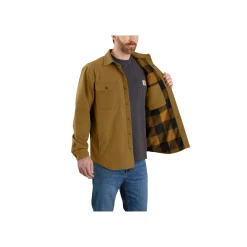 Trøjer & T-Shirts ^ Carhartt CANVAS FLEECE-LINED SHIRT JACKET SKJORTEJAKKE M BRUN