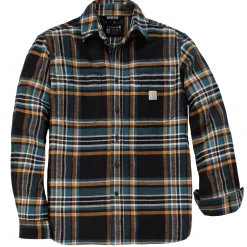 Trøjer & T-Shirts ^ Carhartt FLANNEL LONG-SLEEVE PLAID SHIRT SKJORTE L SORT