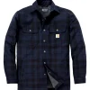 Jakker ^ Carhartt RELAXED FIT FLANNEL SHERPA-LINED SHIRT JAC SKJORTEJAKKE M NAVY