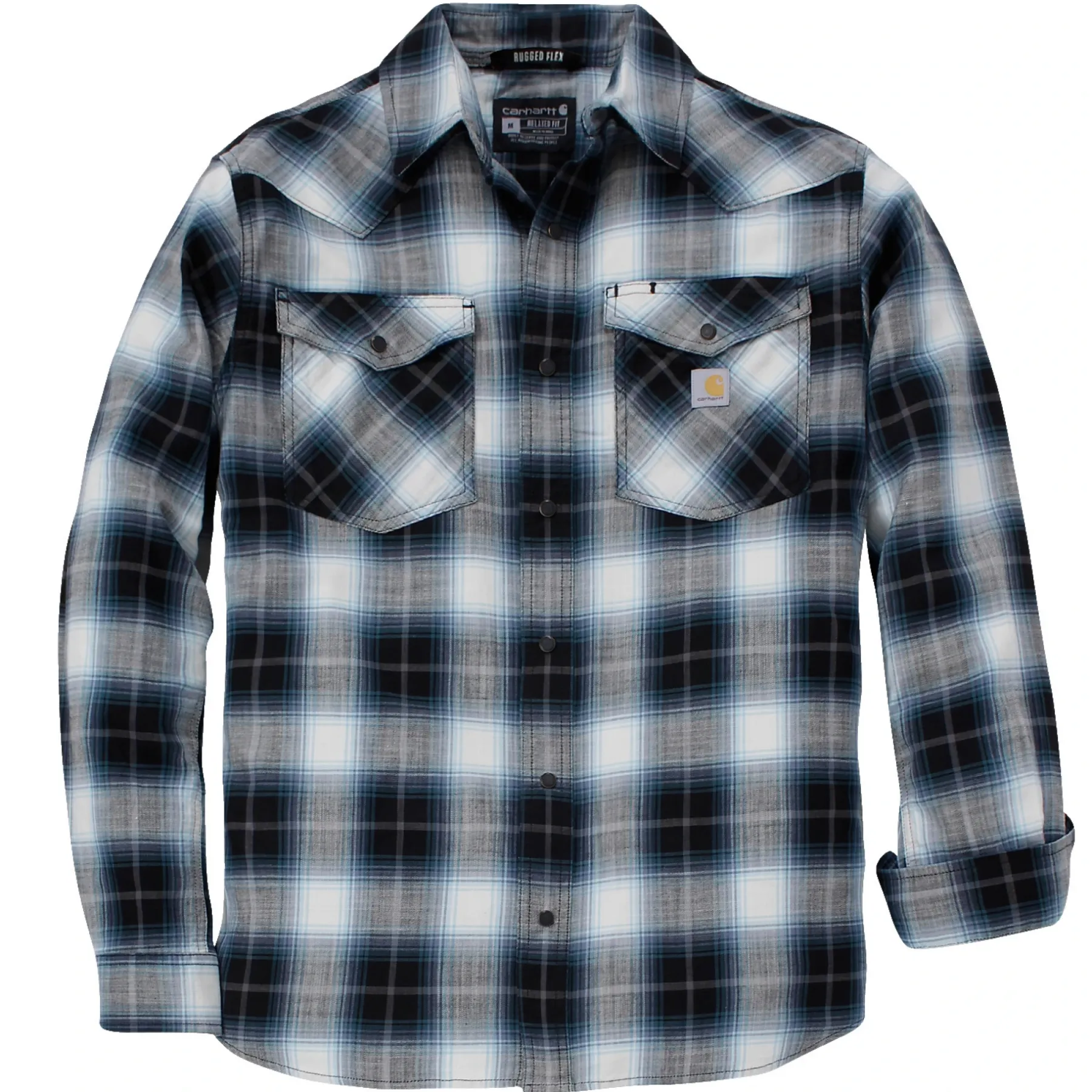 SNAP-FRONT PLAID SHIRT SKJORTE L SORT>Carhartt Hot