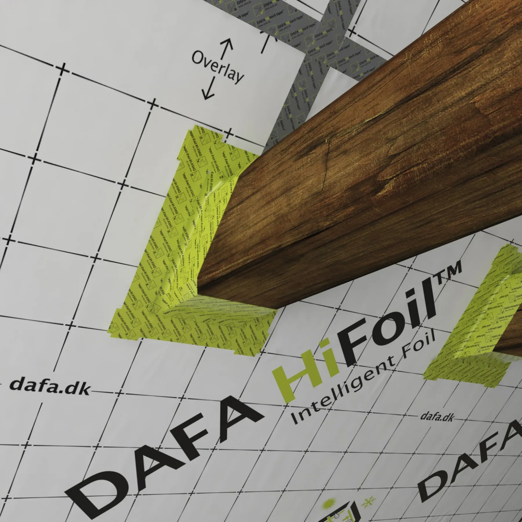 Dampspærre ^ DAFA AIRSTOP SYSTEM HI-TACK LIME FOLIELINER DAMPSPÆRRETAPE 60 MM X 25 M