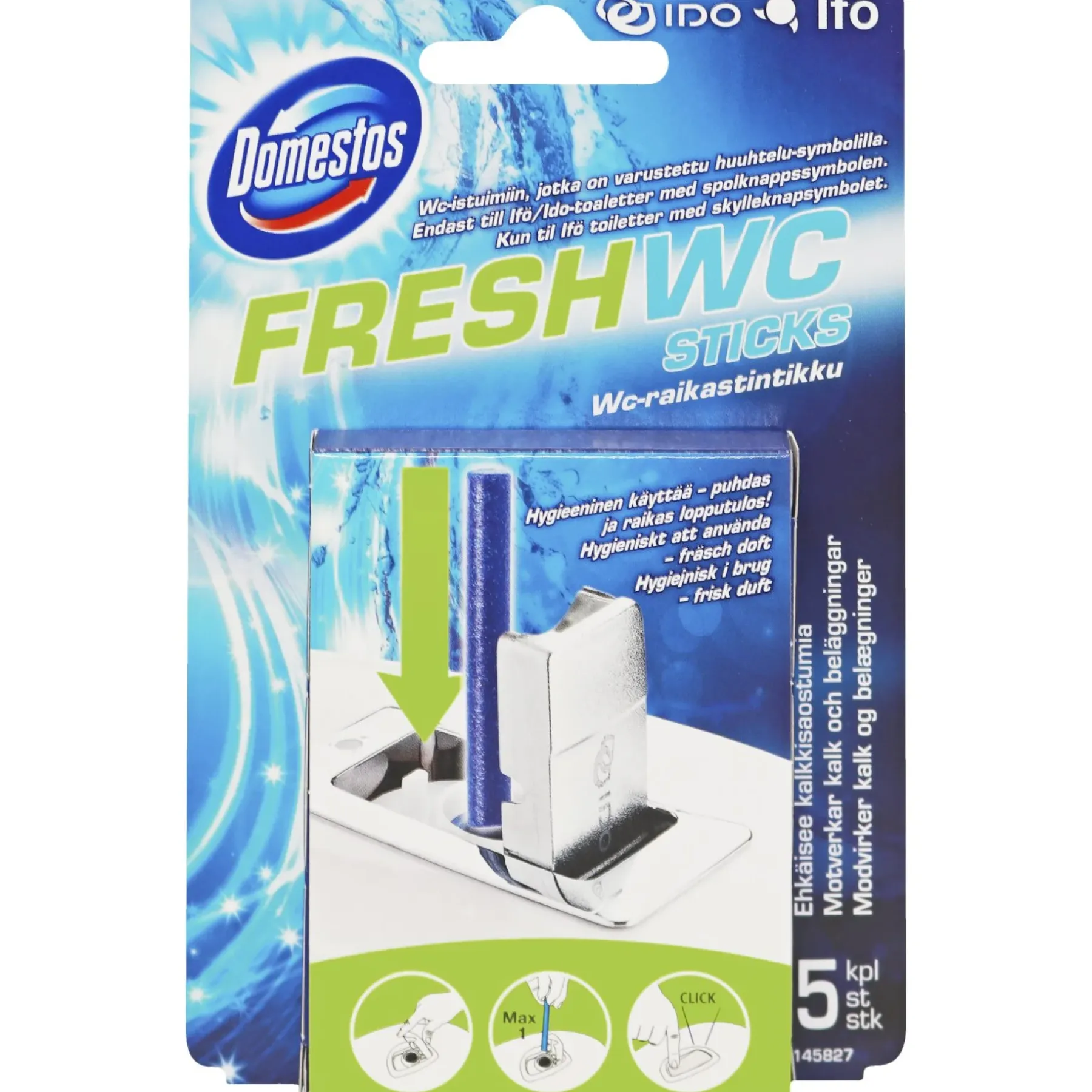 Rengøringsmidler ^ Domestos WC-STICK OCEAN - 5-PAK RENGØRINGSMIDDEL 5 PK