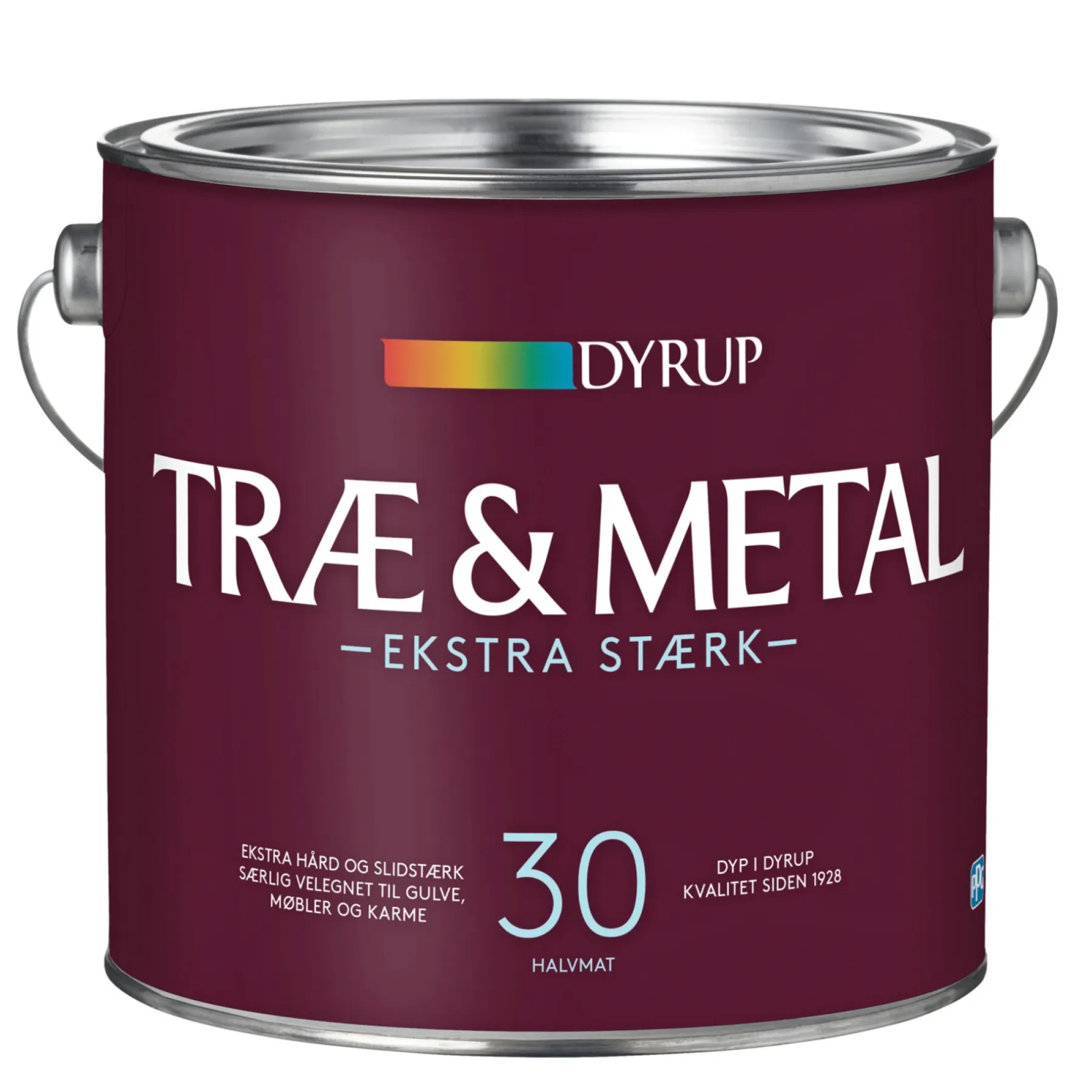 30 EKSTRA STÆRK TRÆ- OG METALMALING 2,25 L HVID>Dyrup Best