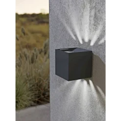 Væglamper Ude ^ Eglo CALPINO 2 UDENDØRS VÆGLAMPE SORT 2X3,3W
