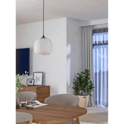 Pendel Lampe ^ Eglo MANTUNALLE PENDEL HVID/SORT 20 CM