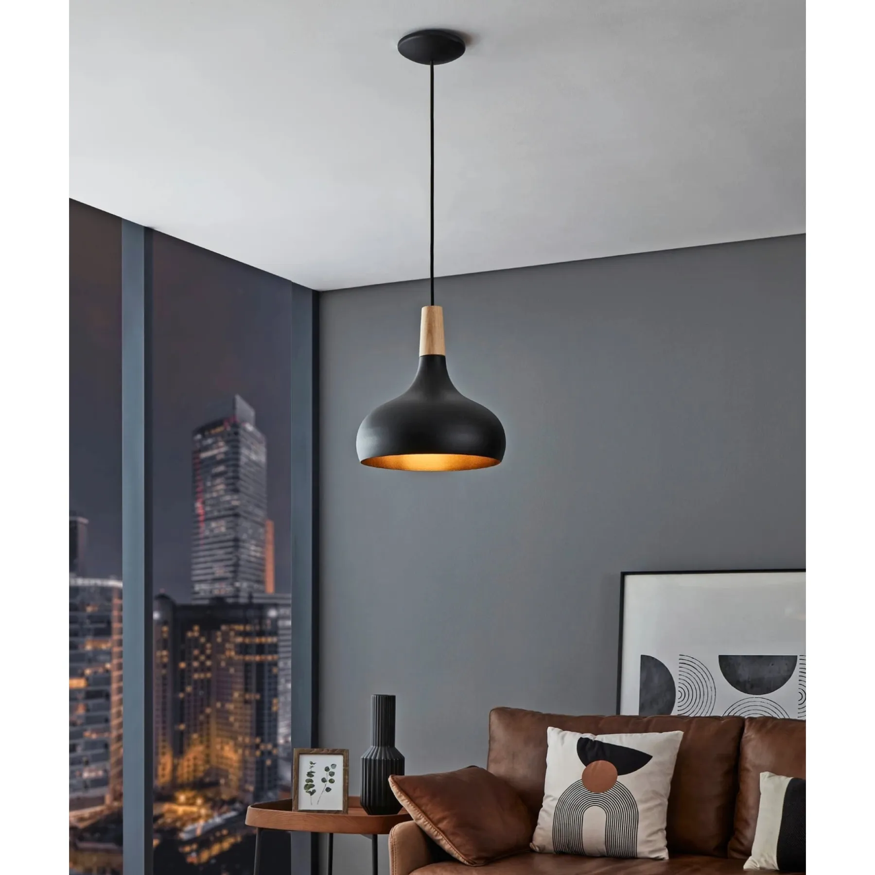 SABINAR PENDEL SORT/BRUN 28 CM>Eglo Discount