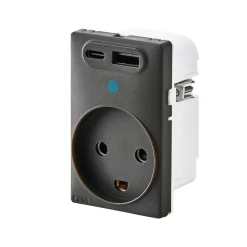 Stikkontakter & Afbrydere ^ FESH SWITCH CURVELINE 2 X USB STIKKONTAKT KOKSGRÅ 1,5 MODUL M/JORD