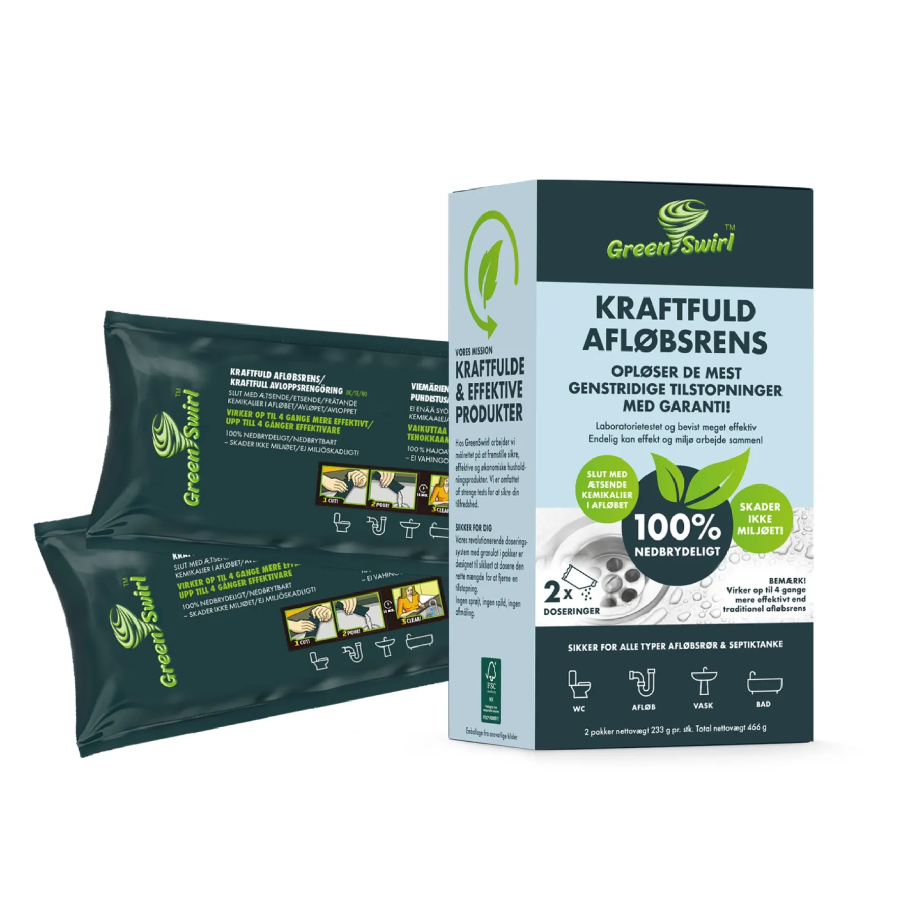 2 DOSERINGSPOSER AFLØBSRENS 233 G PR. POSE>GreenSwirl Outlet