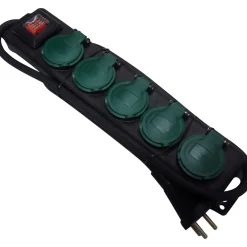 Ledninger ^ Gripo STIKDÅSE 5 UDTAG M/JORD OG AFBRYDER SORT 1 M KABEL