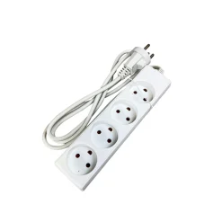 Ledninger ^ Gripo STIKDÅSE 4 UDTAG M/JORD HVID 1,5 M KABEL