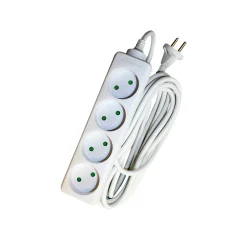 Ledninger ^ Gripo STIKDÅSE 4 UDTAG U/JORD HVID 5 M KABEL