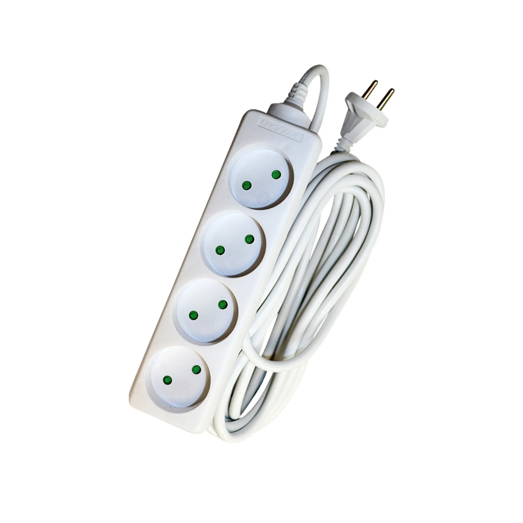 Ledninger ^ Gripo STIKDÅSE 4 UDTAG U/JORD HVID 5 M KABEL