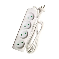 STIKDÅSE 4 UDTAG U/JORD HVID 1,5 M KABEL>Gripo