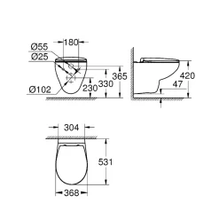 Toiletter ^ Grohe BAU CERAMIC M/SOFT CLOSE SÆDE VÆGHÆNGT TOILET