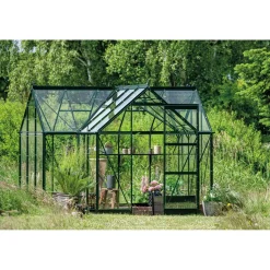 Drivhuse ^ Halls ICON 6 GARDENHOUSE EKSKL. SOKKEL HÆRDET GLAS GRØN 8,6 M2
