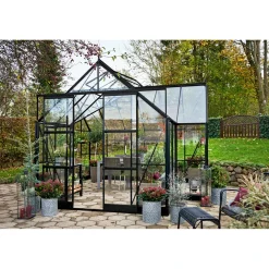 Drivhuse ^ Halls ICON 8 GARDENHOUSE EKSKL. SOKKEL HÆRDET GLAS SORT 13,0 M2