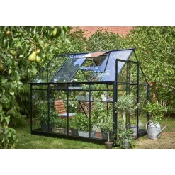Drivhuse ^ Halls QUBE 68 DRIVHUS 3 MM HÆRDET GLAS HELE BANER SORT 5 M²