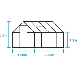 Drivhuse ^ Halls QUBE 68 DRIVHUS 3 MM HÆRDET GLAS HELE BANER SORT 5 M²