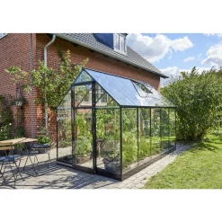 Drivhuse ^ Halls QUBE 610 DRIVHUS 3 MM HÆRDET GLAS HELE BANER SORT 6,4 M2