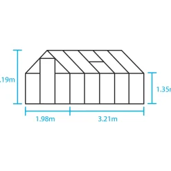 Drivhuse ^ Halls QUBE 610 DRIVHUS 3 MM HÆRDET GLAS HELE BANER SORT 6,4 M2