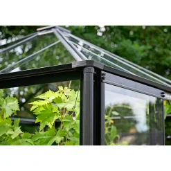 Drivhuse ^ Halls QUBE SQUARE DRIVHUS 3 MM HÆRDET GLAS HELE BANER SORT 6,3 M2