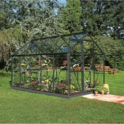 POPULAR 106 DRIVHUS INKL. SOKKEL 3 MM DELT GLAS SORT 6,2 M2>Halls Online