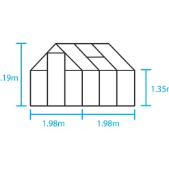 QUBE 66 DRIVHUS 3 MM HÆRDET GLAS HELE BANER SORT 3,9 M2>Halls Hot