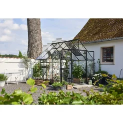 QUBE+ 88 DRIVHUS 3 MM HÆRDET GLAS HELE BANER SORT 6,6 M2>Halls New